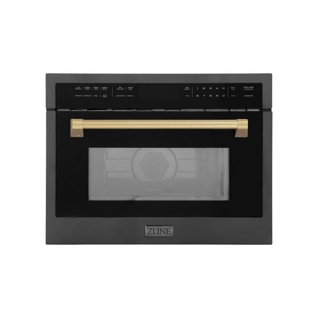 Autograph Edition 24 in. 1.6 cu. ft Built-In Microwave Oven in Black Stainless Steel and Champagne Bronze Accents