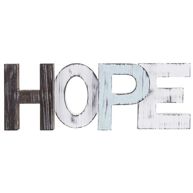 MyGift Multicolored Rustic Wood Hope Decorative Cutout Letter Mantel Sign