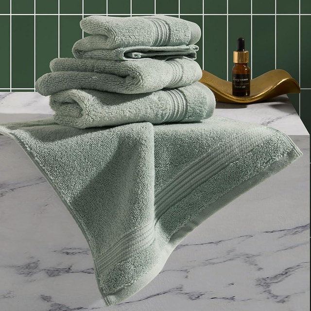 Ted Baker 4-Pack Washcloth Set - 100% Cotton - Soft, Highly Absorbent - 13" x 13", Sage Green