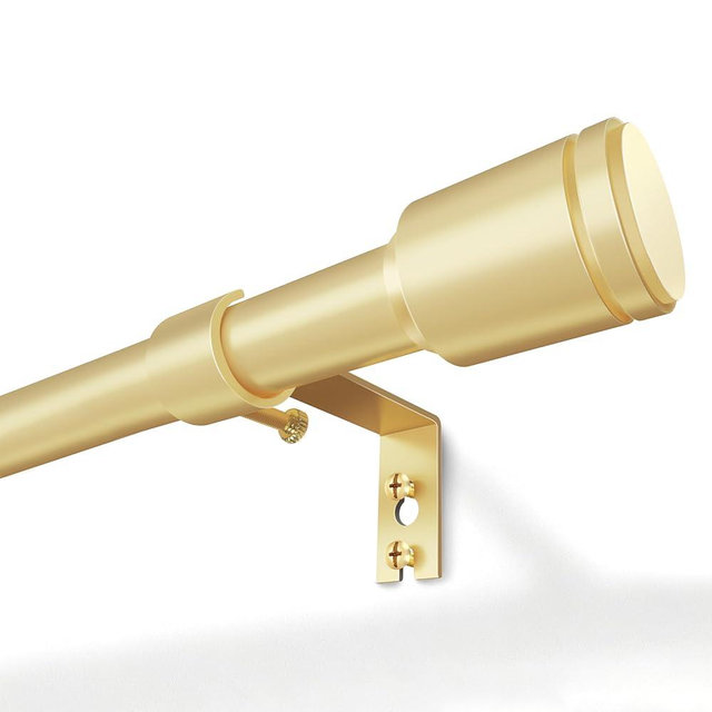 5/8” Diameter Curtain Rods 30-90 Inch, for 30-84 Inch Windows, Adjustable Splicing Gold Curtain Rods for Windows with Brackets, Window Treatment Rod Long Small Curtains Rod