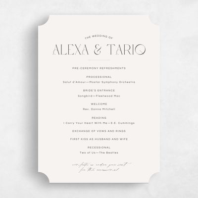 Beige Ticket Wedding Program - Nash
