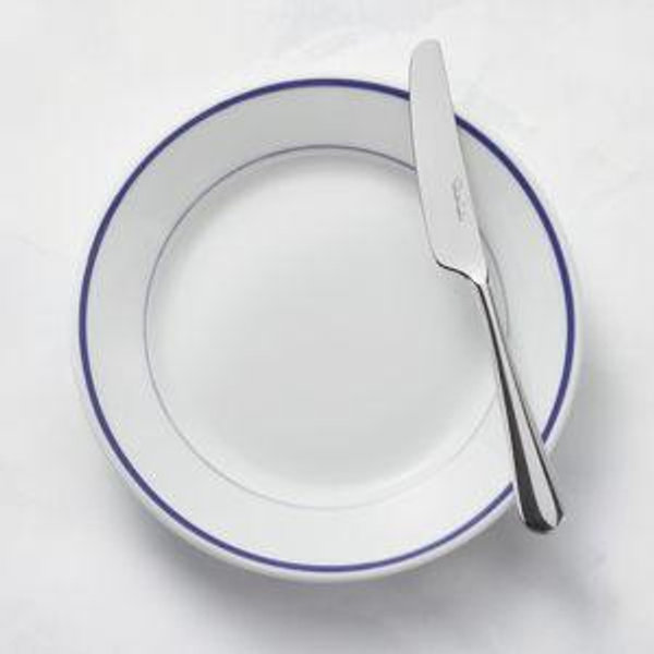 Blue-Banded Porcelain Bread & Butter Plates (Set of 4)