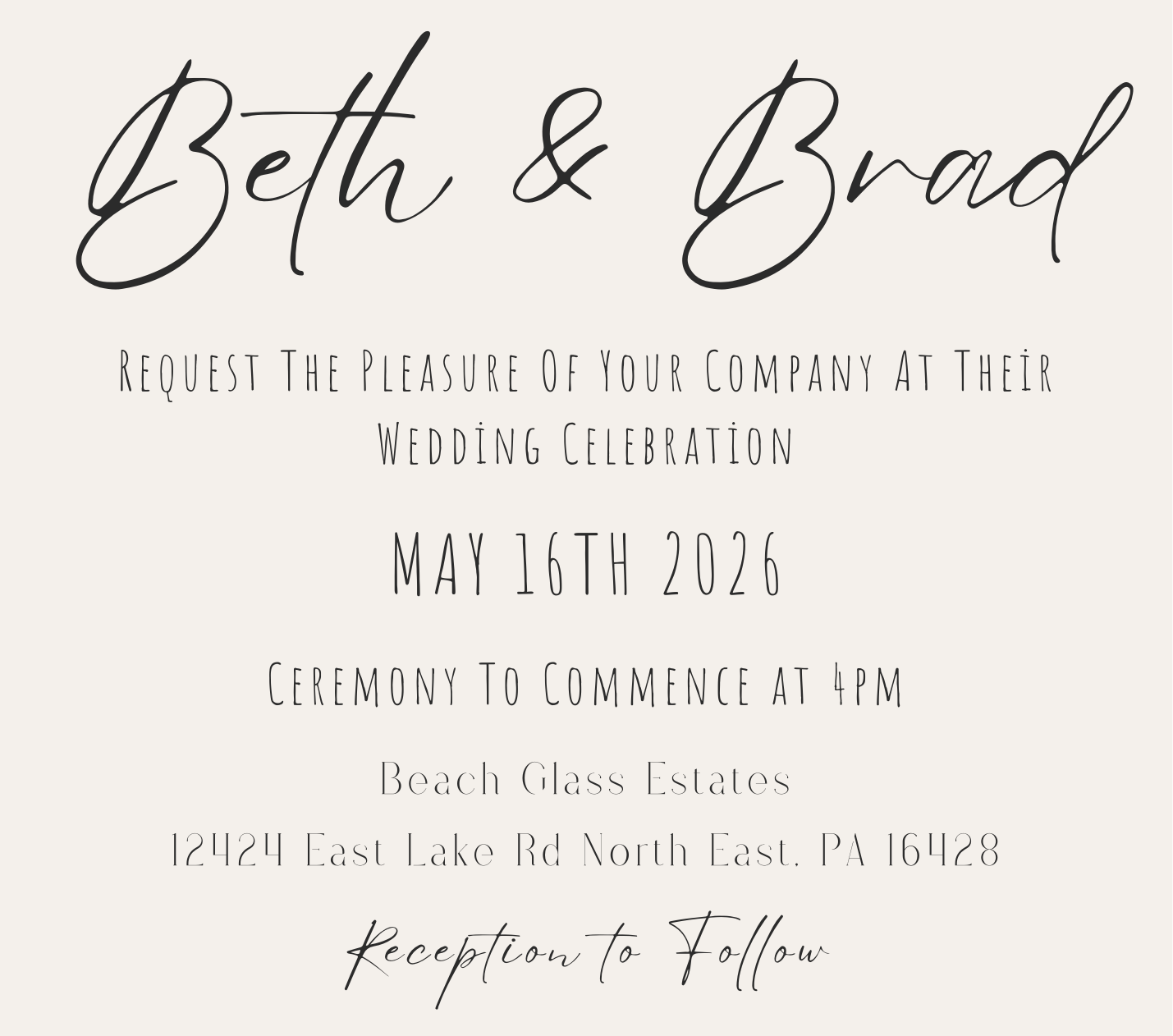 The Wedding Website of Beth Pinnock and Brad Etter