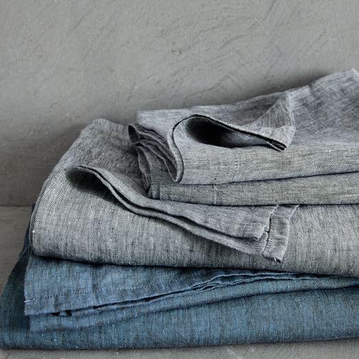 Belgian Flax Linen Melange Sheet Set - Size: Queen, Color: Slate