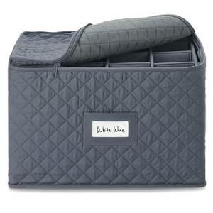 Quilted Stemware Storage, White Wine, Gray