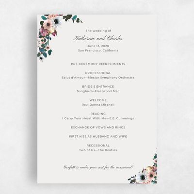 Cream, White Wedding Program - Napa
