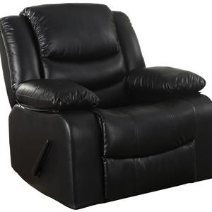 Bonded Leather Rocker Recliner Living Room Chair, Black / Brown (Black)