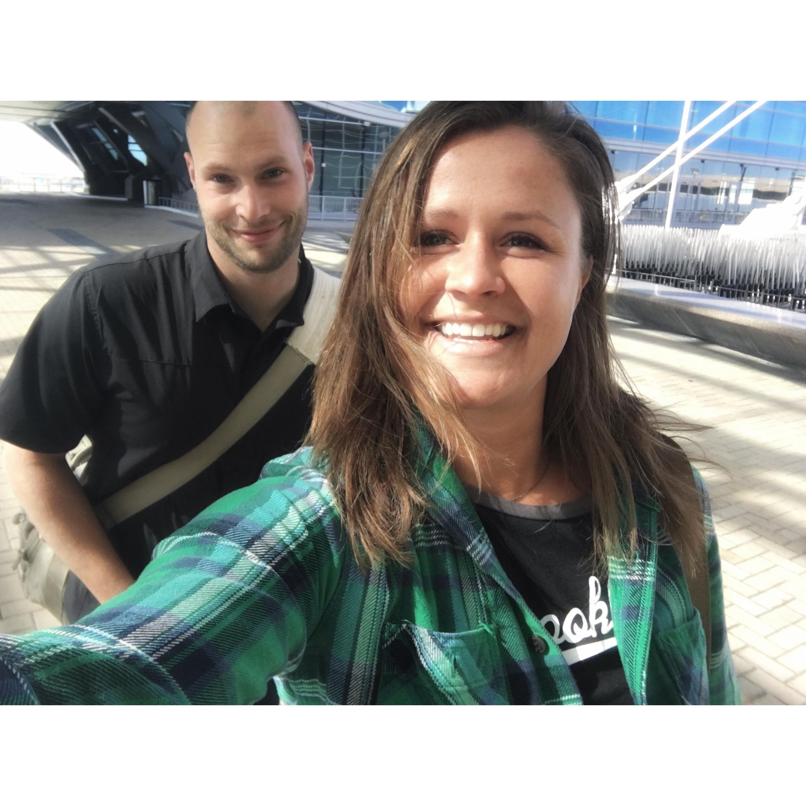 Denver International Airport visit.  Before we where dating, I would visit Tell in the airport whenever he came through town! He's headed to Africa! Great conversation and laughs!