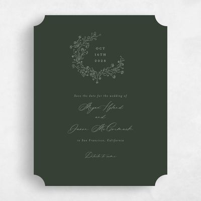 Green Ticket Wedding Save the Date - Sequoia Portrait