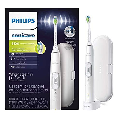 Philips Sonicare ProtectiveClean 6100 Rechargeable Electric Toothbrush, White HX6877/21