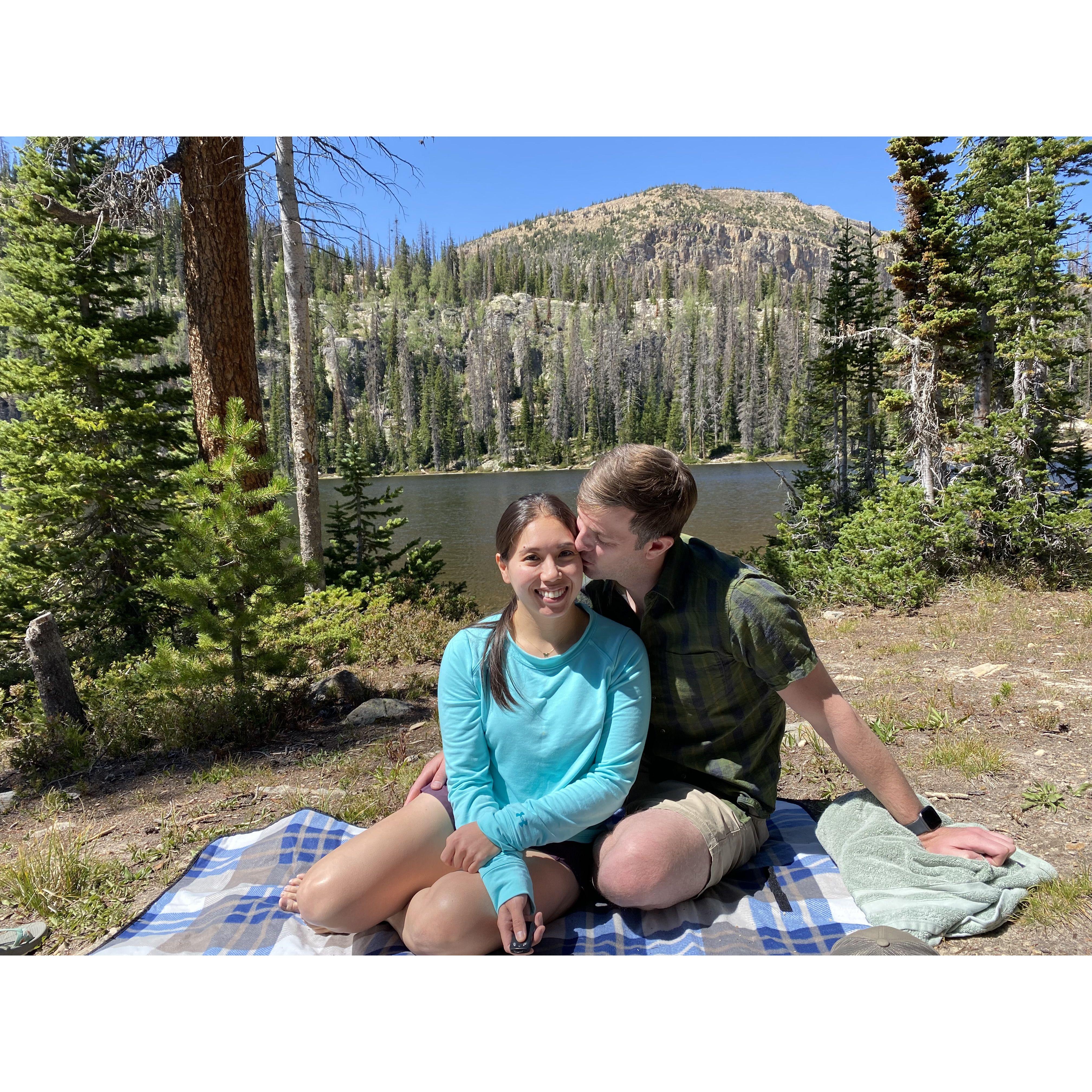 1 yr anniversary at Mirror Lake, mimicking our picnic date