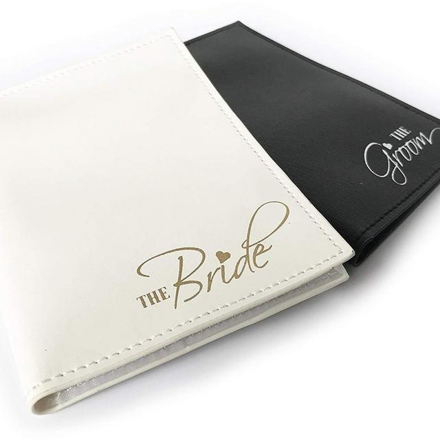 Forum Novelties - The Bride & The Groom Just Married Wedding Honeymoon Passport Holders Set of 2