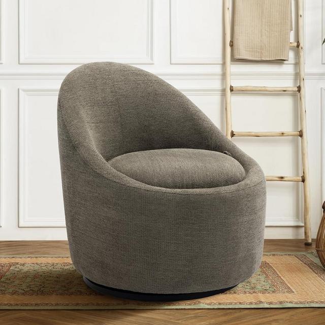 Swivel Accent Chair Barrel Chair, 360° Swivel Chair with Hidden Storage, Modern Small Round Swivel Chair, Accent Chair for Living Room/Bedroom-Green