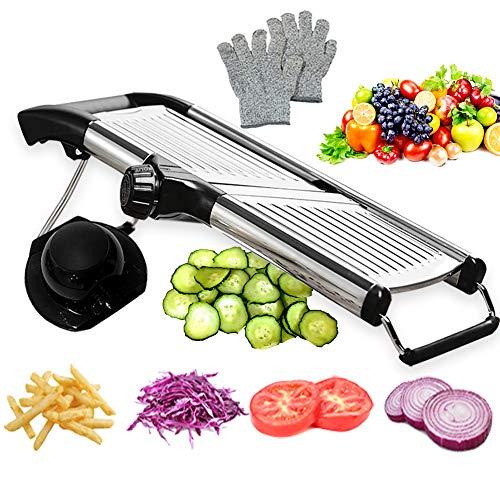 Mandoline Slicer with Protective Gloves -VEKAYA, Slice Julienne for Cheese Carrot Potato Chip Onion French Fry,  Efficient Kitchen Cutter Chopper for Vegetable Time Saver