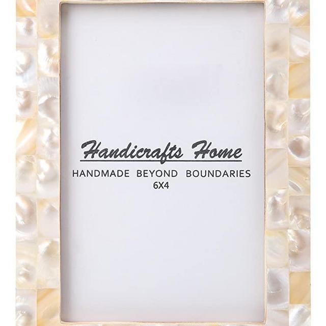 New Real Handmade Black White Bone Photo Picture Vintage Imported Chic Frame Made to Display Pictures 4x6, Pearl