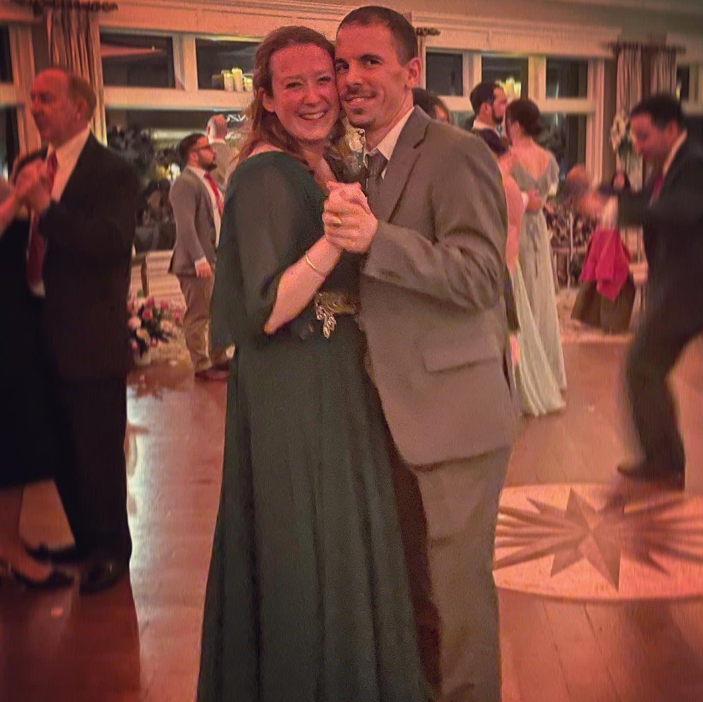 Dancing at Meredith and Lorenzo's wedding in 2022. Meredith was Sarah's first Wagner friend!