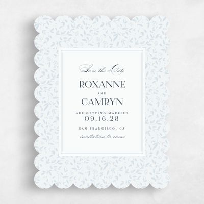 Blue Scalloped Wedding Save the Date - Manado Portrait