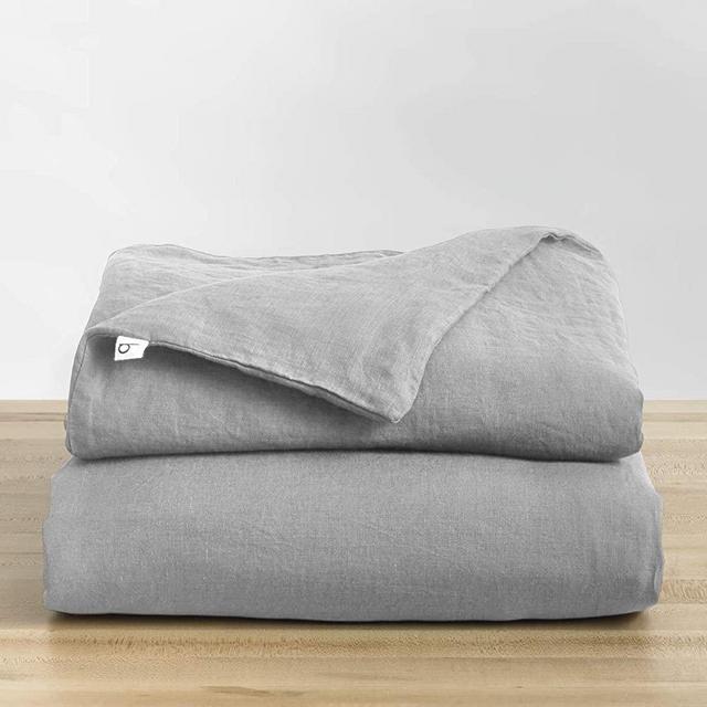 Natural Linen Duvet Cover from Baloo, Removable Cover for Weighted Blankets - Soft, Premium, Breathable French Linen, 90x90 inches, Dove Grey