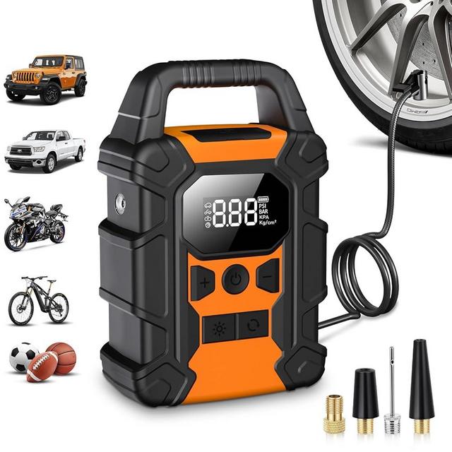 OMQ Tire Inflator Portable Air Compressor, Cordless Air Pump for Car Tires, Car Accessories 150PSI with LED Light for Cars, Balls, Motorcycles, Bicycle