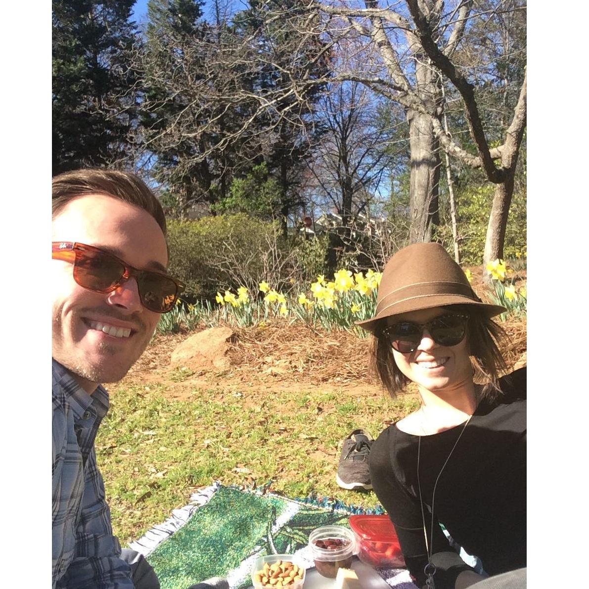 Soaking up the sun on the year's first picnic