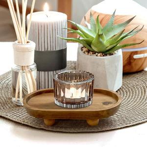Vaveren Small Wooden Riser Wooden Pedestal for Display Tray Display Riser for Entry Table Farmhouse Kitchen Tabletop Centerpieces , Oval 11.8x19.8x4.3cm