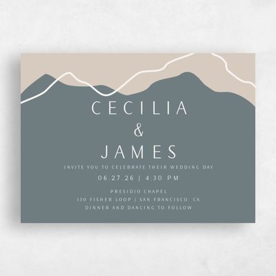 Steel Gray, Grey Wedding Invitation - Cedarcrest Landscape