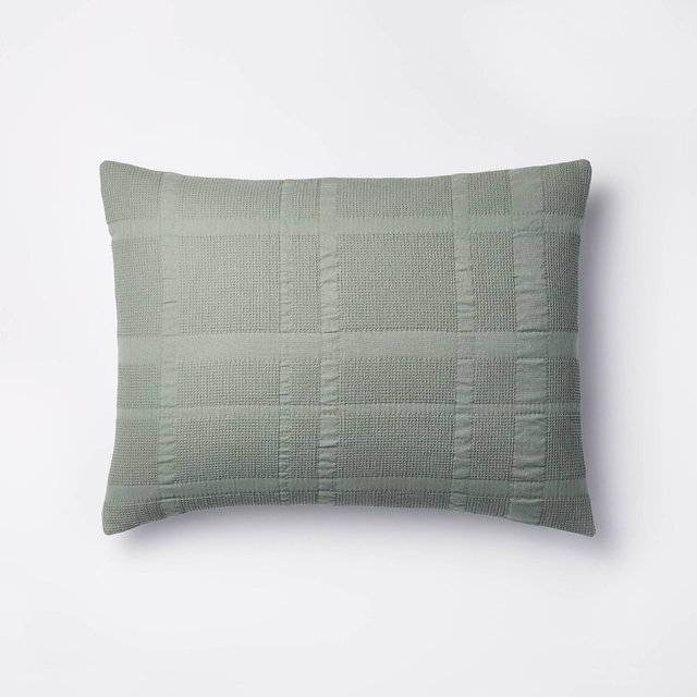 King Waffle Matelasse Quilt Sham Light Teal Green - Threshold™ designed with Studio McGee