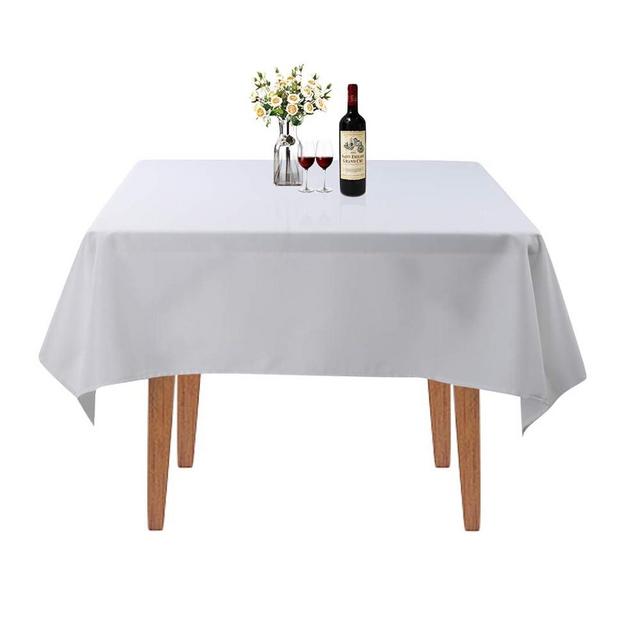 Waysle Square Tablecloth, 52 x 52 Inch, White Table Cloth for Square or Round Tables in Washable Polyester, Great for Wedding, Restaurant, Party, Banquet Decoration