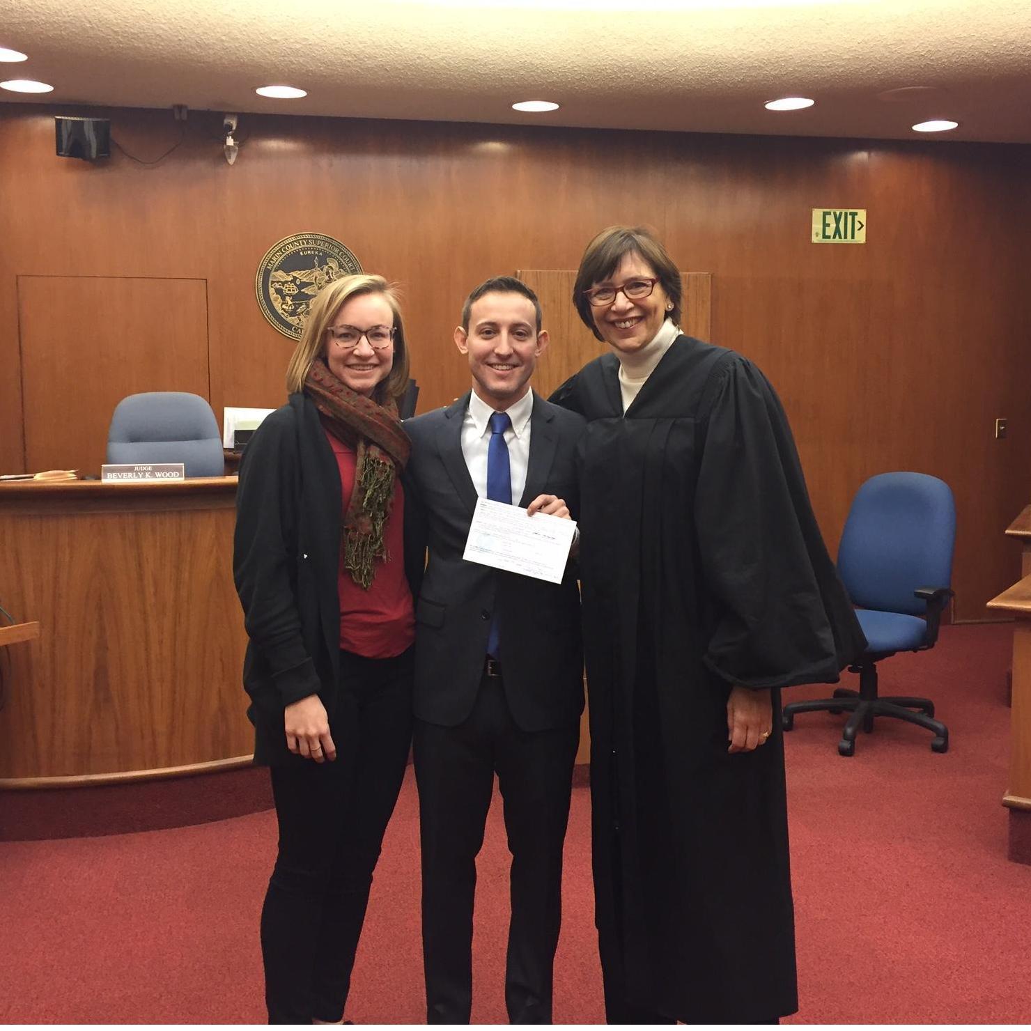Josh getting sworn in to the California bar.