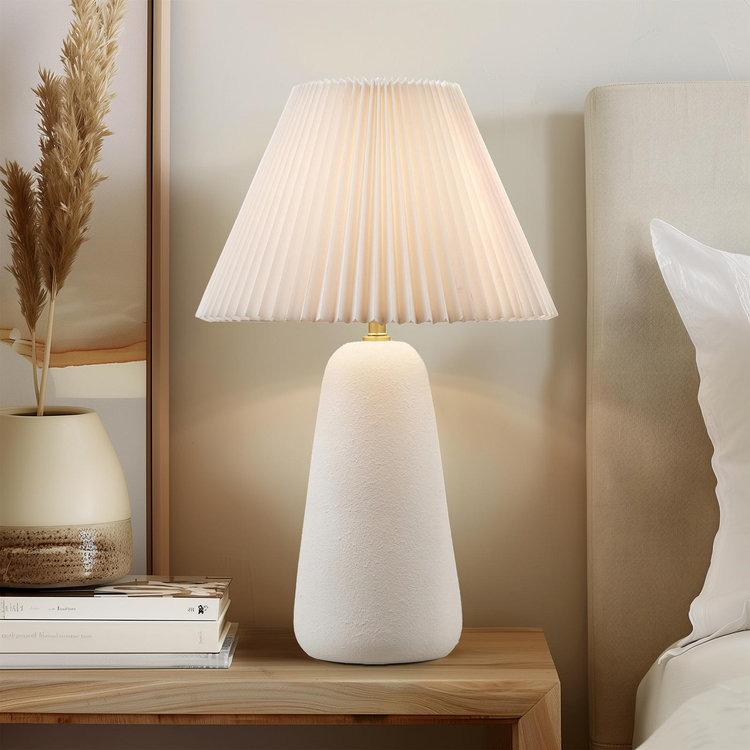INK+IVY, Veluna Textured Ceramic Table Lamp with Fluted Fabric