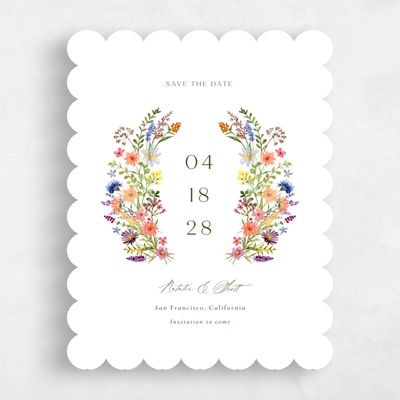 White Scalloped Wedding Save the Date - Spasso Portrait