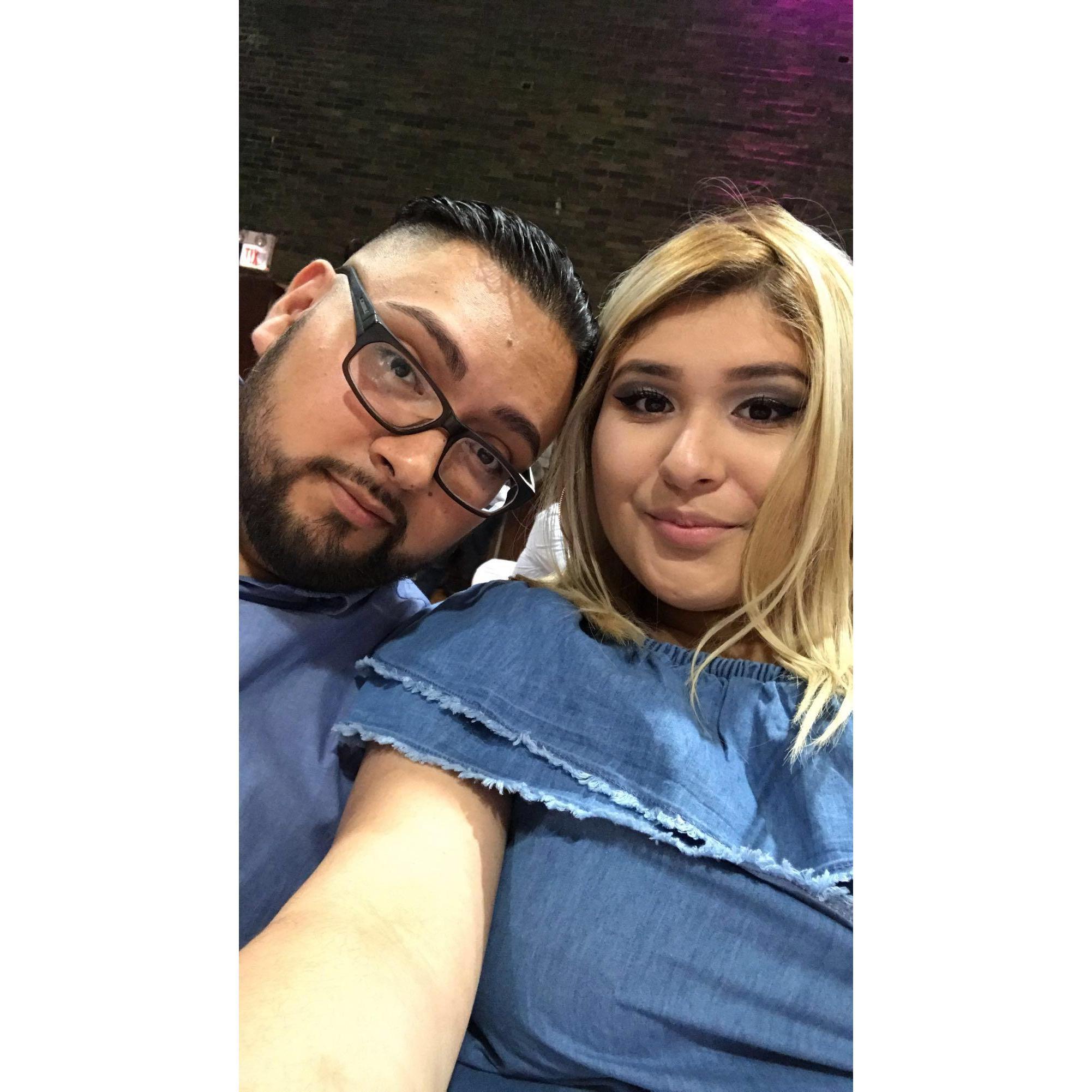 chelsea's quinceanera , wearing matching outfits