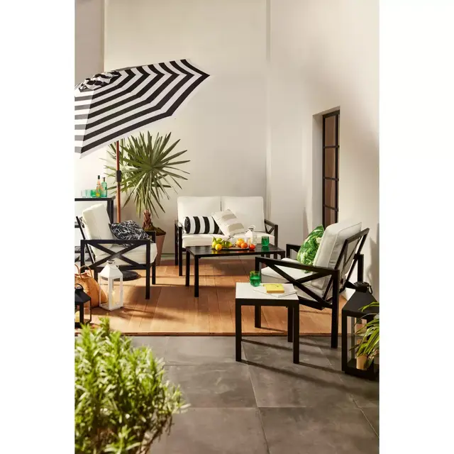 W Home™ Stonington 4-Piece Metal Cushioned Chat Set in Black