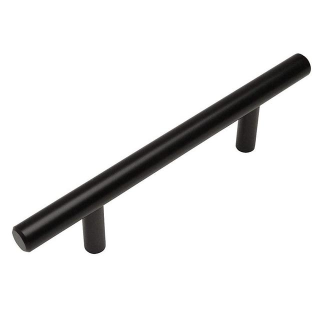 25 Pack - Cosmas 404-030FB Flat Black Solid Steel Construction 3/8 Inch Slim Line Euro Style Cabinet Hardware Bar Pull - 3" Inch (76mm) Hole Centers