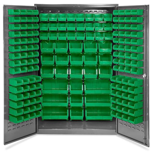 Bin Storage Cabinet - 48 x 24 x 78", 168 Green Bins