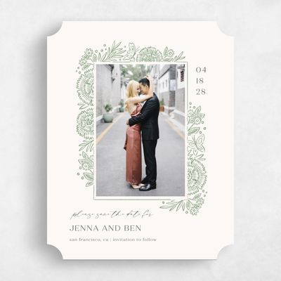 Green Ticket Wedding Save the Date - Keita Photo