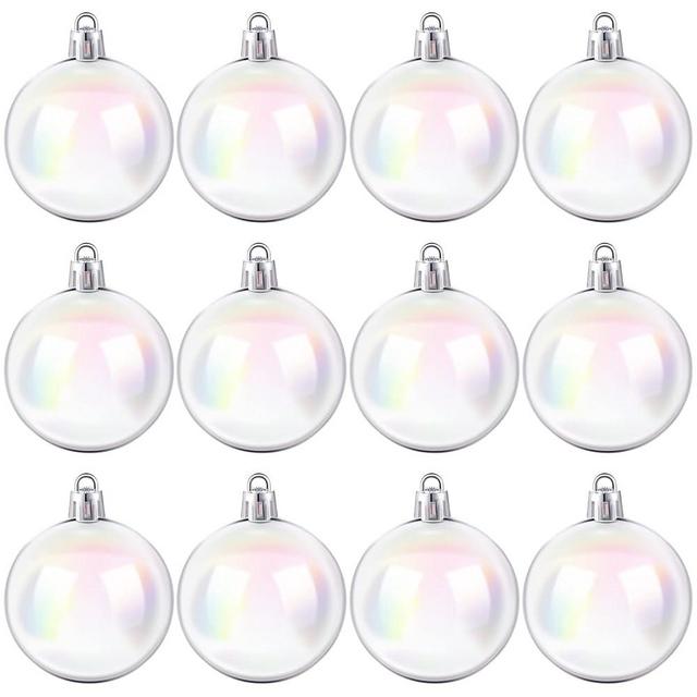 Jutom Iridescent Ornaments Plastic Clear Bubble Hanging Ornaments Balls Bulk Wedding Decorative Hanging Ornaments DIY Craft for Birthday Graduation Party Decor(2 Inch, 24 Pcs)