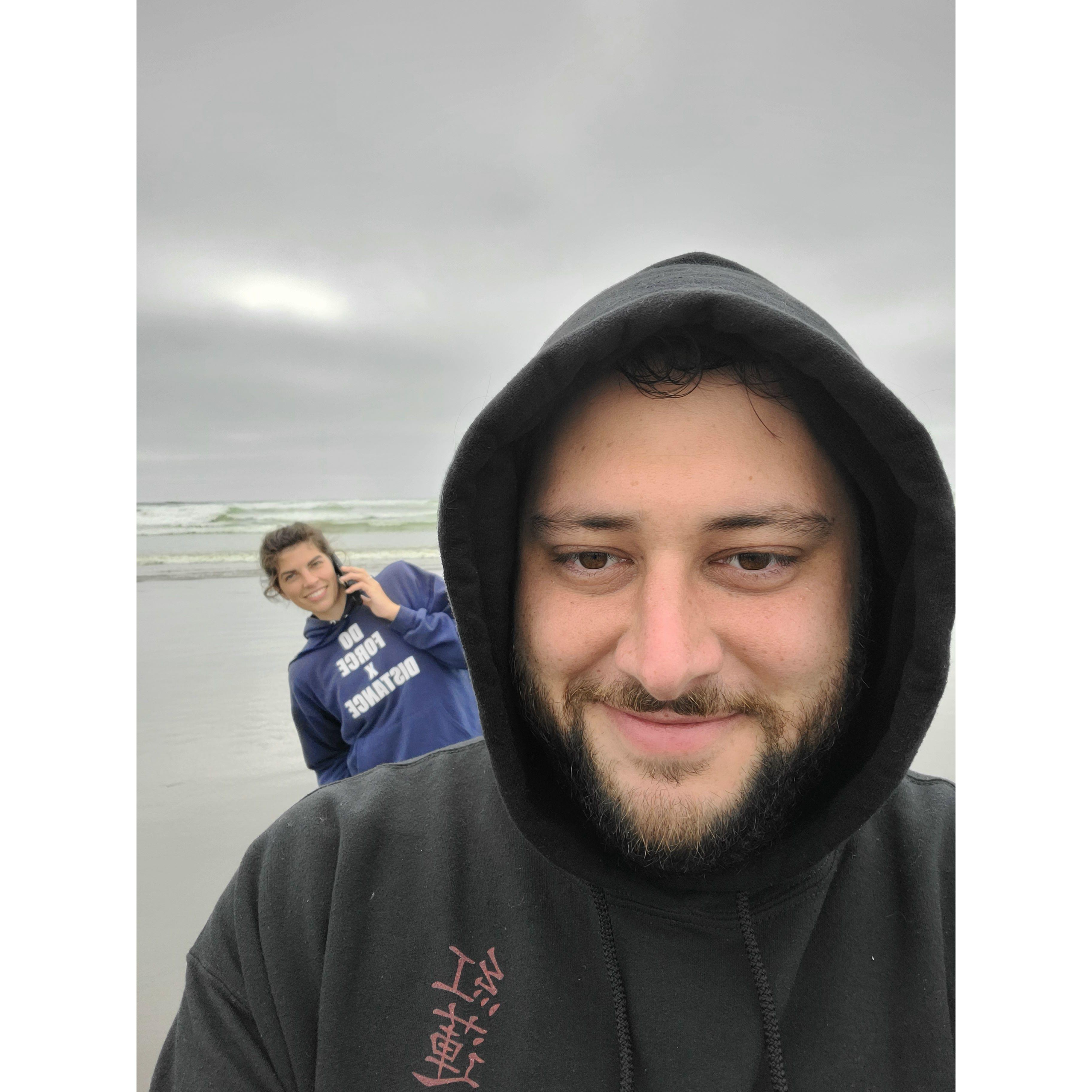 Walk on the Washington coast. This one is titled "photobomber"