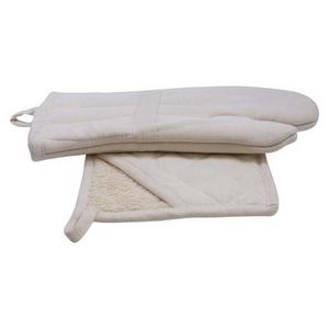 Natural Home 2 Piece Organic Cotton Hot Pad and Oven Mitt Set - Cream