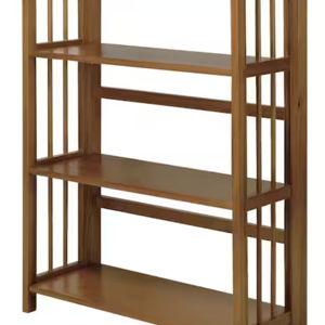 38 in. Chestnut Wood 3-shelf Etagere Bookcase with Open Back