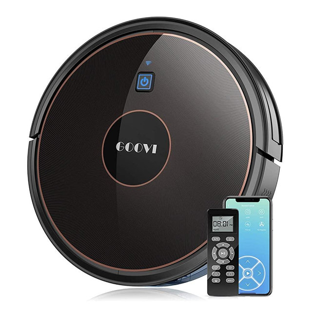 GOOVI Robot Vacuum, 1600Pa Wi-Fi Robotic Vacuum Cleaner (Slim) with Alexa, Quiet, Self-Charging Vacuum, for Pet Hair, Hard Floor, Medium-Pile Carpets