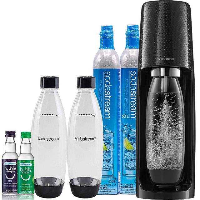 SodaStream Fizzi Sparkling Water Maker Bundle (Black), with CO2, BPA free Bottles, and bubly drops Flavors
