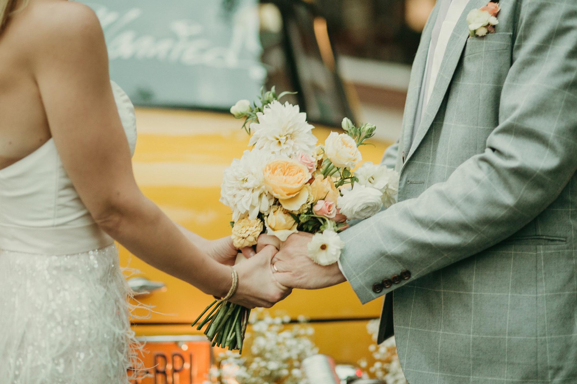 All the flowers were done by Rosebud and Andy's friend Nicole Cannon's floral design company, @budsofbrooklyn. She even made the bridal bouquet in the shape of a heart. :) ❤️