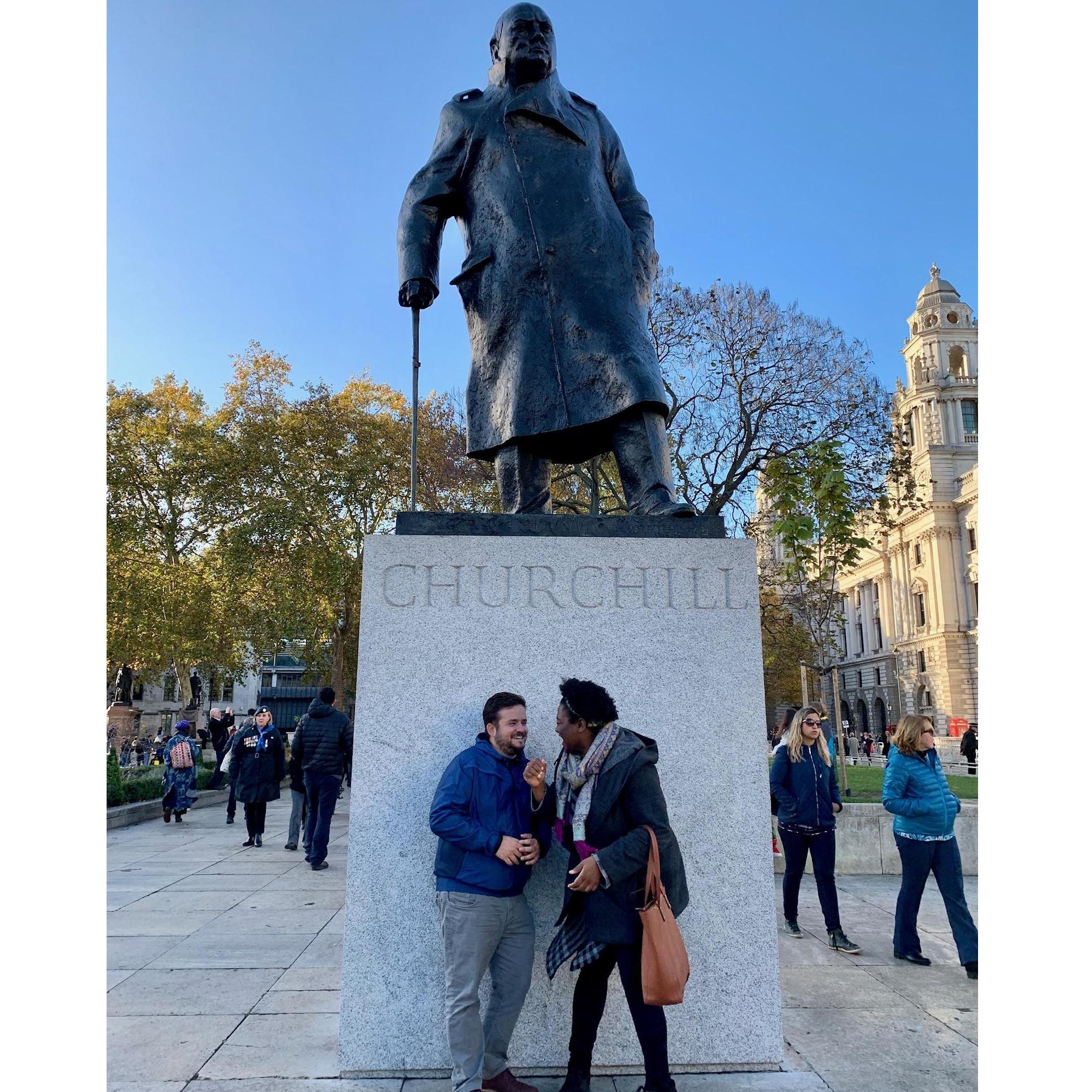 In London, laughing out loud about who knows what