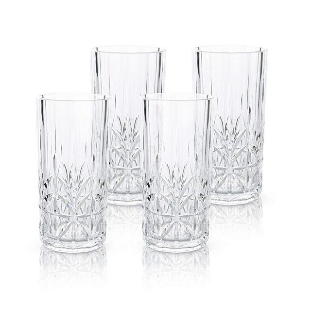 BELLAFORTE - Shatterproof Tritan Tall Tumbler, Clear - 18oz, Set of 4 Myrtle Beach Dishwasher safe Plastic Tumblers - Unbreakable Glassware for Indoor and Outdoor Use - Reusable Drinkware, BPA Free