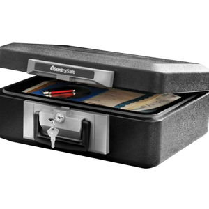 SentrySafe Fireproof Safe Box with Key Lock, Chest Safe with Carrying Handle to Secure Money, Jewelry, Documents, 0.25 Cubic Feet, 6.3 x 15.3 x 12.1 Inches, 1160