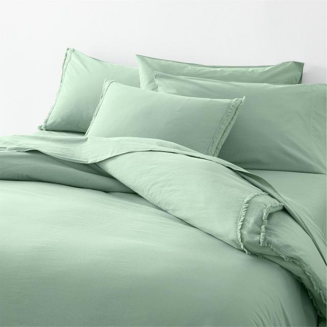 Organic Cotton Lily Pad Green Eyelash Fringe Full/Queen Duvet Cover