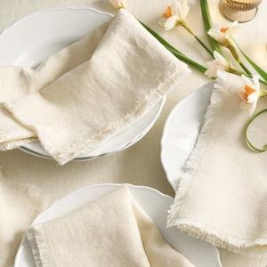 European Linen Fringe Napkins (Set of 4) in Natural