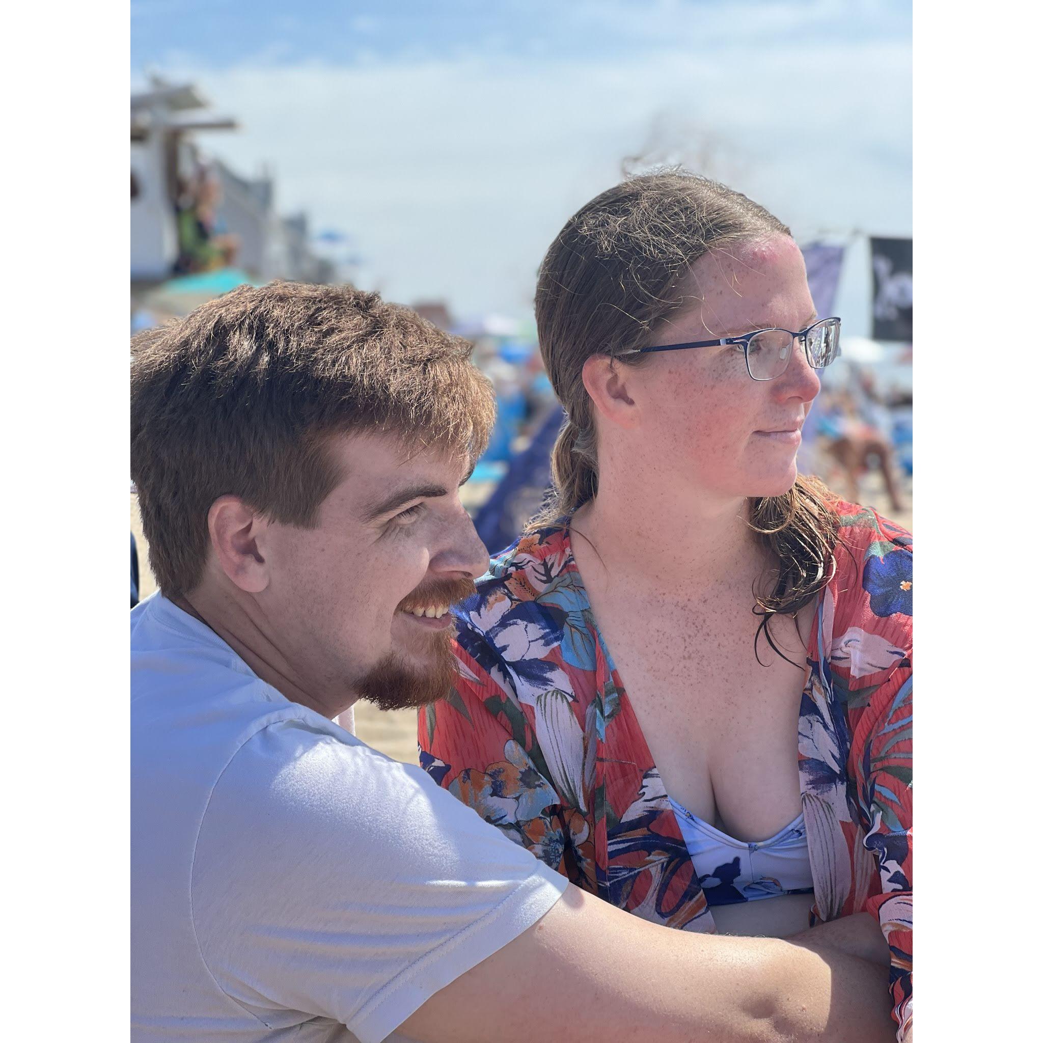 Michael and I on the beach in Rhode Island (8/22)