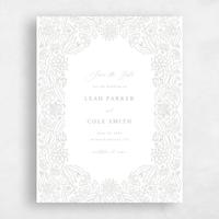 Grey Wedding Save the Date - Juliet Portrait Letterpress